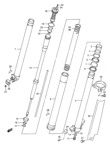 RM125 Передняя вилка