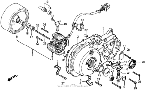 CT110 Left crankcase cover + alternator 81-86