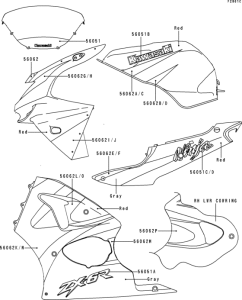 ZX600 Decals(red / gray)