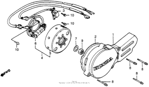 CR80R Left crankcase cover + alternator