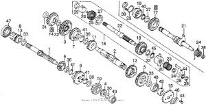 TL125 Transmission + kick starter spindle