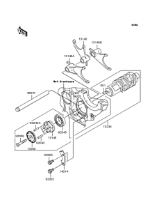 ZR1200 Gear change drum & forks