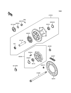 KLE400 Заднее колесо и цепь