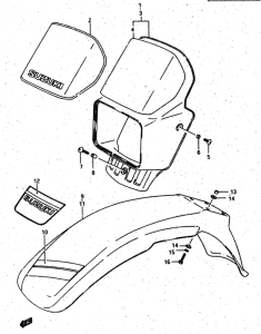 DR500 Headlamp housing - front fender