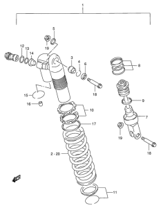 RM250 Абсорбер удавный в сборе задний