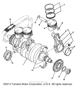 XS750E Коленвал и поршни