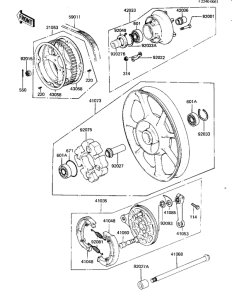 KZ440 Rear wheel / hub / brake / belt