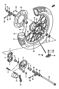 RM125 Rear wheel complete assy