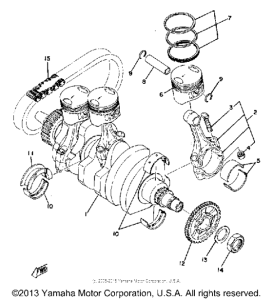 XS750E_227 - 1978 Коленвал и поршни