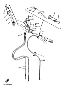 TZ250 Steering handle. cable