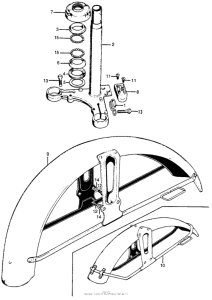 CL100 Steering stem + front fender
