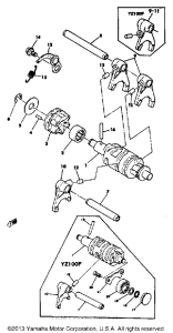 YZ100E Shift cam - fork