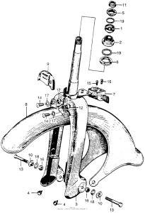 PC50 Front fork + front fender
