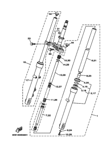 YBR125ED Вилка передней оси