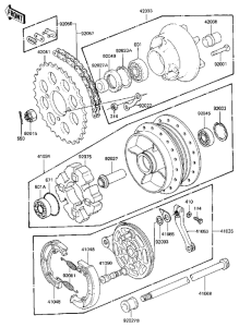 KZ440 Rear hub / brake / chain