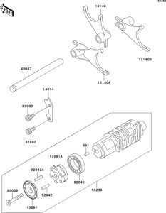ZR1100 Валы и вилки переключения передач