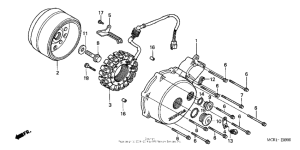 VT750DC Left crankcase cover + alternator