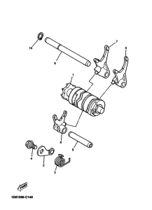 DT125RE Shift cam & fork