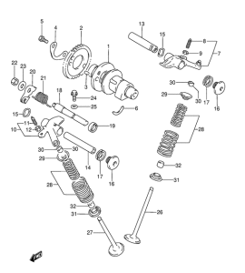 DR350 Распределительный вал-клапаны