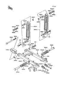 KE100 Swingarm / shock absorber
