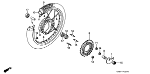 CRM50R Rear wheel complete assy