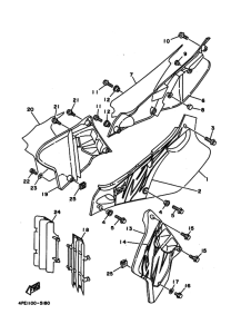 YZ125 YZ125G Крышка боковая & oil tank