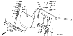 CR500R Handle pipe / top bridge /  steering stem