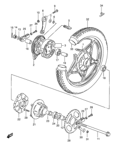GS125 Rear wheel complete assy