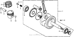 XR100 Коленчатый вал и поршни