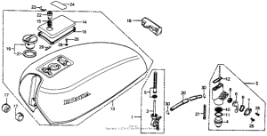 CB125S Fuel tank + fuel valve 76,78