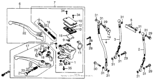 VF1100C Front brake master cyl. + brake control lever