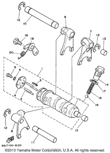 RT100H Shift cam - shift fork
