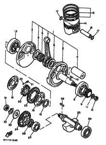 XT550 Коленчатый вал и поршни