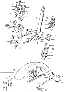 CA175 Ca175 steering stem + front fender