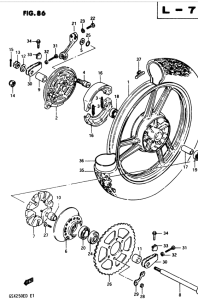 GSX250 Rear wheel complete assy