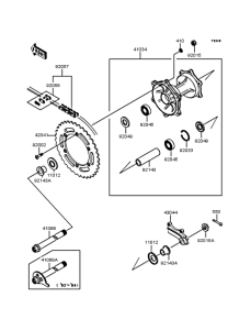 KDX125 Заднее колесо и цепь