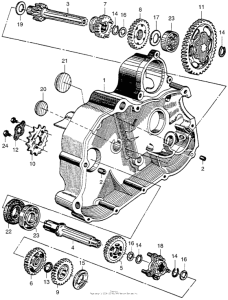 CA102 Transmission + left crankcase