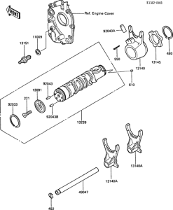 ZX600 Валы и вилки переключения передач