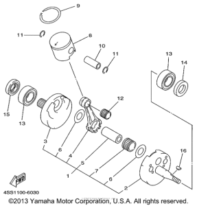 YZ125L1 Коленчатый вал и Поршень
