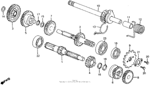 CT110 Transmission + kick starter spindle 80