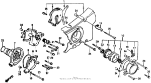 VF500F Left crankcase cover + water pump