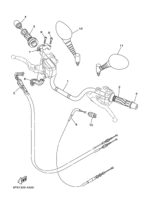 TDM900 Steering handle. cable