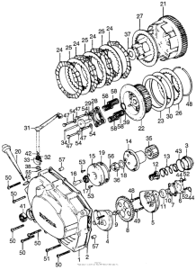 TL125 Right crankcase cover + clutch + oil pump
