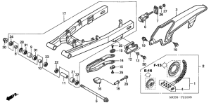 XL650V Swingarm / chain case