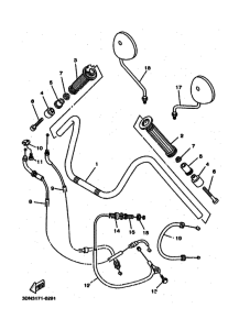 XV250S Рулевой рычаг и кабель
