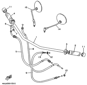 XV535 (FLAT) Steering handle. cable