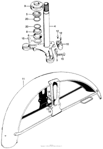 CB100 Cb100 steering stem + front fender k2