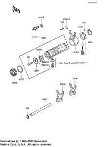 KZ1100 Gear change drum & forks