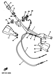 WR200R Рулевой рычаг и кабель
