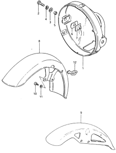 GSX400 Headlamp housing - front fender